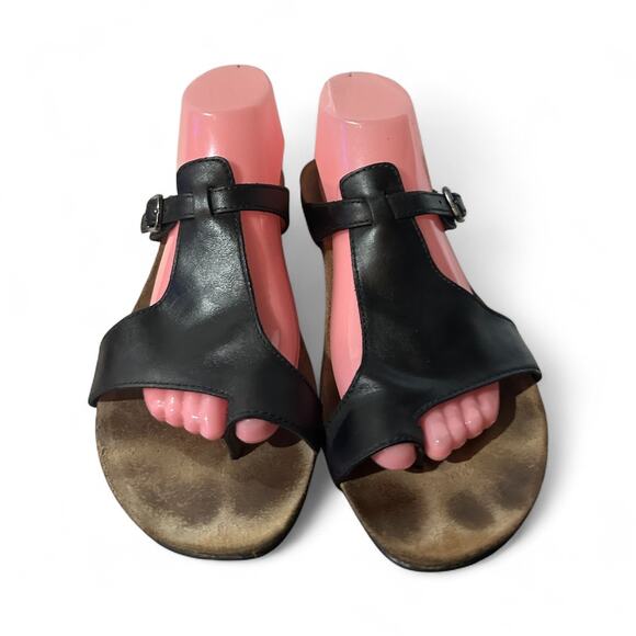 Dansko Remi Black Leather Burnished Leather Sandals Womens 41 EU 10.5 US Buckle - Picture 4 of 7